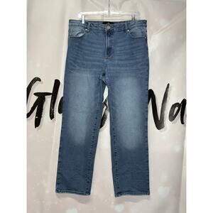 Jordache High Rise Straight Women Size 14 Smart Denim Jeans‎ Medium Wash